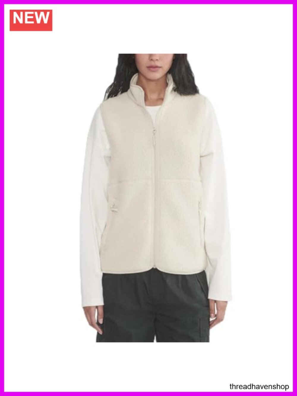 Warm Sherpa Fleece Vest Lightweight Zip Up Sleeveless Jacket with Pockets